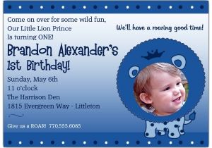 Little Prince First Birthday Party Invitations 1st Birthday Little Lion Prince Invitations
