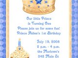 Little Prince First Birthday Party Invitations Blue Prince 1st Birthday Party Invitations