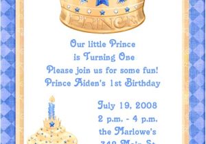 Little Prince First Birthday Party Invitations Blue Prince 1st Birthday Party Invitations