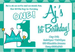Little Prince First Birthday Party Invitations Lil Prince 1st Birthday Invitation Little Prince Crown 1st