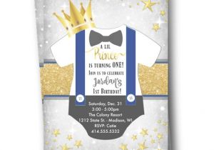 Little Prince First Birthday Party Invitations Prince Birthday Invitation Royal Prince First 1st Birthday