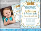 Little Prince First Birthday Party Invitations Prince Invitation Little Prince First Birthday