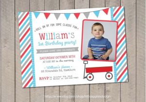Little Red Wagon Birthday Party Invitations Red Wagon Birthday Invitation Red Wagon Invitation Little