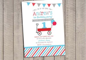 Little Red Wagon Birthday Party Invitations Red Wagon Birthday Invitation Red Wagon Invitation Little