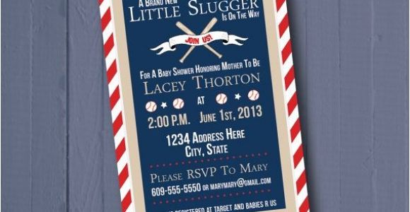 Little Slugger Baby Shower Invitations Baseball Invitation Little Slugger Baby Shower Invitation