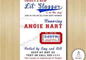 Little Slugger Baby Shower Invitations Lil Slugger Little Man Baseball Baby Shower by Optiqaldesigns