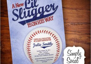 Little Slugger Baby Shower Invitations Little Slugger Baseball theme Baby Shower by