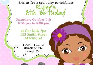 Little Spa Party Invitations Diy Sassy Spa Party Invitation African American Little Girl
