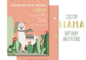 Llama Baby Shower Invitations Llama Birthday Party Invitation Custom Animal Birthday