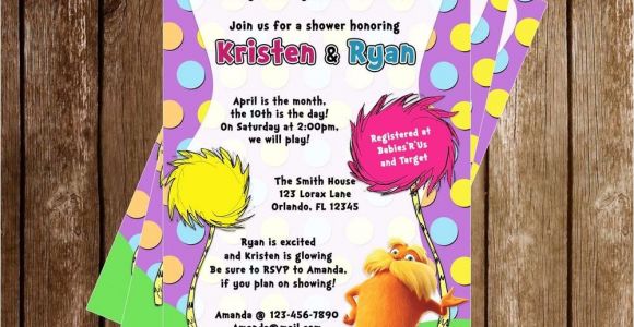 Lorax Baby Shower Invitations Dr Seuss the Lorax Baby Shower Invitations 15