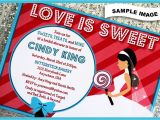 Love is Sweet Bridal Shower Invitation Wording Love is Sweet Bridal Shower Invitation Pink Stripe Candy