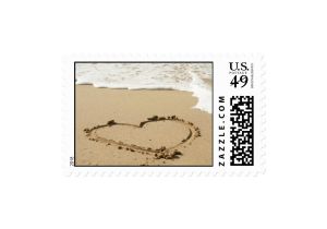 Love Stamps for Wedding Invitations Love Heart Beach Wedding Invitation Stamp Zazzle