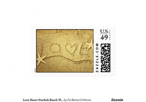Love Stamps for Wedding Invitations Love Heart Starfish Beach Wedding Invitation Stamp Zazzle
