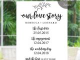 Love Story Wedding Invitation Template Our Love Story Timetable Sign Rustic Calligraphy Wedding
