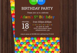 M and M Birthday Invitations M and M Birthday Invitations Chocolate Party by