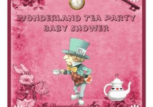 Mad Hatter Tea Party Baby Shower Invites Pink Mad Hatter Wonderland Tea Party Baby Shower 5 25×5 25