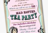 Mad Hatter Tea Party Birthday Invitations Mad Hatter Invitation Birthday Tea Party Custom by