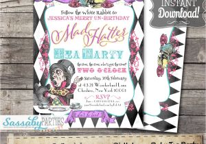 Mad Hatter Tea Party Invitations Free Printable Mad Hatter Tea Party Invitation Instant Download