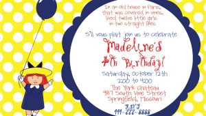 Madeline Birthday Party Invitations Madeline Birthday Party Invitation