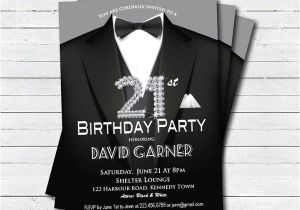 Male 21st Birthday Party Invitations 21st Birthday Invitation Man Black Tie and Suit Diamond
