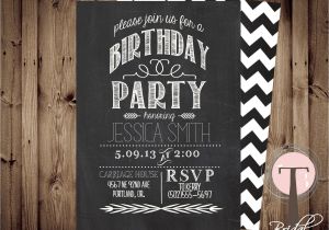Male 21st Birthday Party Invitations Chalkboard Birthday Invitation Birthday Invitation Elegant