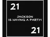 Male 21st Birthday Party Invitations Male 21st Birthday Party Simple Black & White Invitation