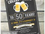Male 50th Birthday Invitation Ideas Surprise 50th Birthday Chalkboard Invitation Cheers