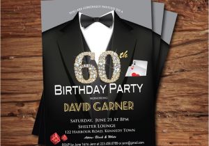 Male Birthday Invitation Casino 60th Birthday Invitation Adult Man Birthday Party