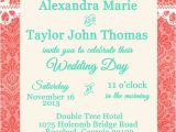 Malibu Blue Bridal Shower Invitations Coral and Malibu Blue Wedding or Bridal Shower Invitation with