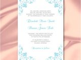 Malibu Blue Bridal Shower Invitations Items Similar to Aqua Wedding Invitation Template Diy
