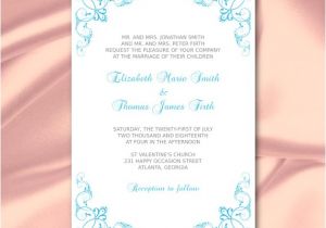 Malibu Blue Bridal Shower Invitations Items Similar to Aqua Wedding Invitation Template Diy