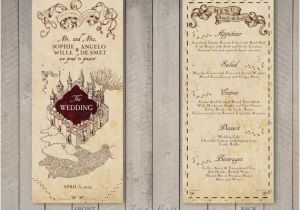Marauders Map Wedding Invitation Template Wedding Menu Harry Potter Marauder 39 S Map 4 X 9 Etsy