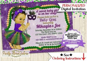 Mardi Gras Baby Shower Invitations Girls Baby Shower Invitations Girl Mardi Gras by
