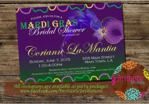 Mardi Gras Bridal Shower Invitations Mardi Gras theme Bridal Shower Invitation New orleans theme