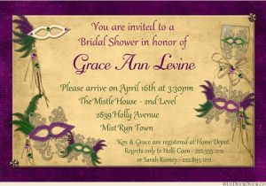 Mardi Gras Bridal Shower Invitations Masquerade Bridal Shower Invitation Purple Mardi Gras