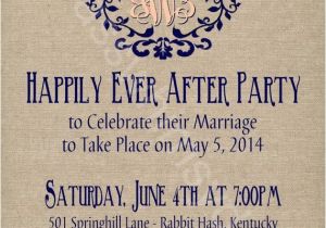 Marriage Celebration Party Invitations Rustic Burlap Linen Post Wedding or Elopement
