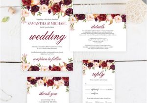 Marsala Wedding Invitation Template Marsala Wedding Invitation Template Printable Floral