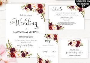 Marsala Wedding Invitation Template Marsala Wedding Invitation Template Printable Wedding