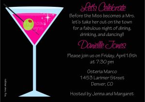 Martini Bachelorette Party Invitations Fabulous Night Pink Martini Bachelorette Party Invitations