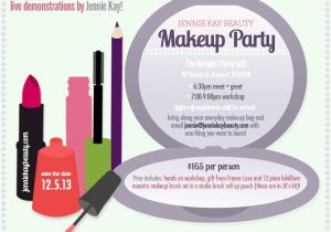 Mary Kay Cosmetics Party Invitations Makeup Party Invitation Design with Lipstick Eyeliner