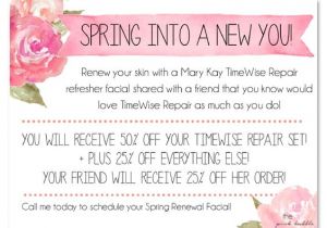 Mary Kay Facial Party Invitations Mary Kay Timewise Repair Refresher Facial Invite Add Your