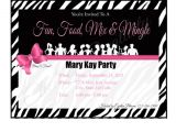 Mary Kay Party Invitation Postcards Mary Kay Zebra Party Invitation