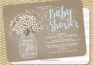 Mason Jar Baby Shower Invitation Template Baby Shower Invitation Baby Boy Mason Jar Baby S Breath