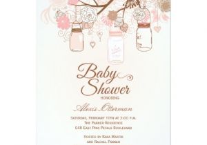 Mason Jar Baby Shower Invitation Template Chic Pink Mason Jar Floral Baby Shower Invitation