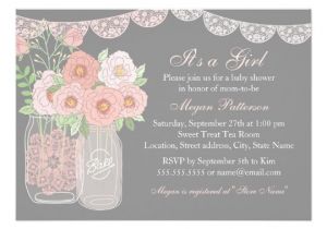 Mason Jar Baby Shower Invitation Template Sweet Mason Jar Pink & Grey Baby Shower Invitation