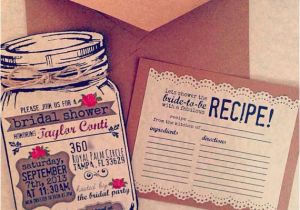 Mason Jar Bridal Shower Invitations with Recipe Cards Custom Bridal Shower Mason Jar Invitations with Twine by