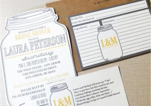Mason Jar Bridal Shower Invitations with Recipe Cards Mason Jar Bridal Shower Invitations and Recipe Cards