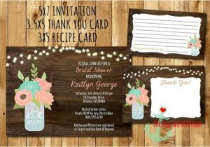 Mason Jar Bridal Shower Invitations with Recipe Cards Rustic Mason Jar Bridal Shower Invitation Recipe Card