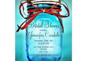 Mason Jar Bridal Shower Invites Blue Mason Jar Country Bridal Shower Invitations 4 5" X 6