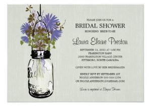 Mason Jar Bridal Shower Invites Bridal Shower Mason Jar and Wildflowers 5" X 7" Invitation